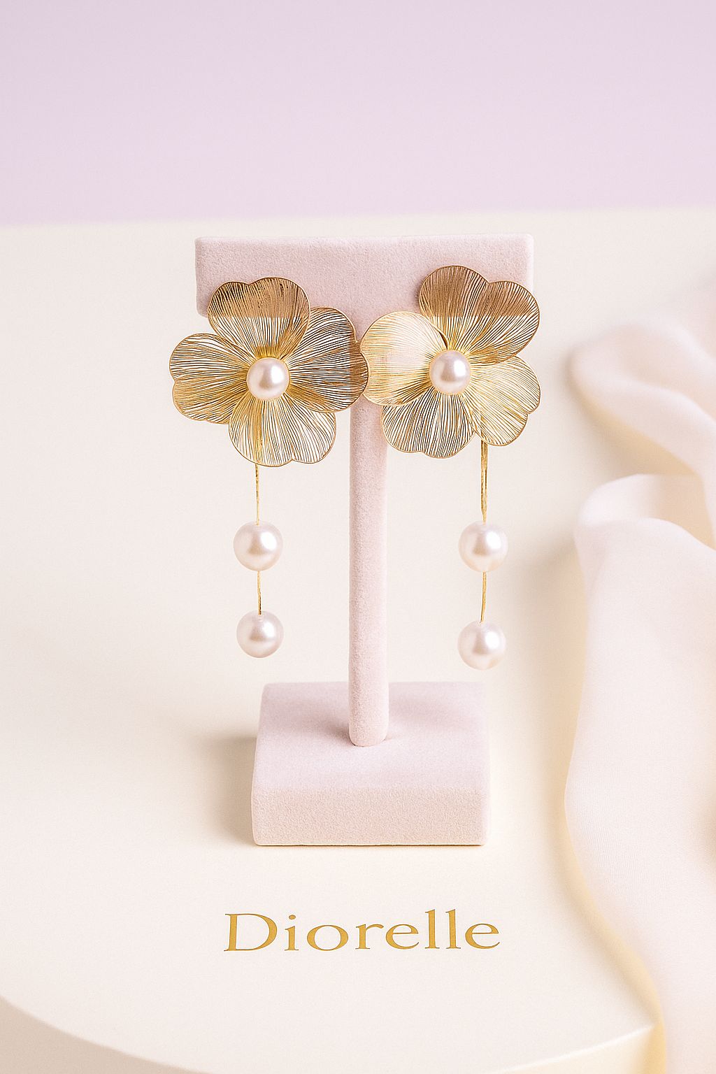 ARETES LARGOS ELEGANTES CON FLOR