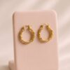 ARRACADAS DE ACERO INOXIDABLE Y BAÑO DE ORO DE 18K
